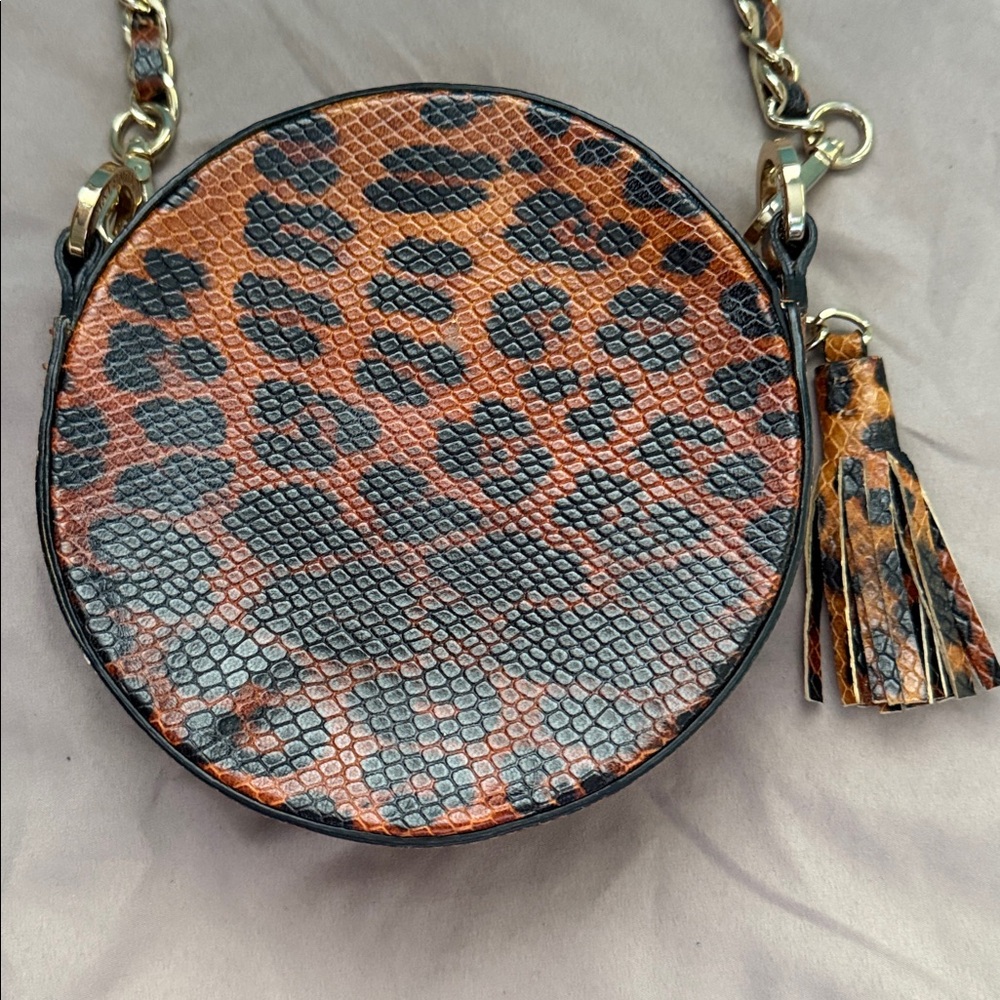 Mario Valentino Animal Print Crossbody Bag with Gold Chain - Picture 2 of 4
